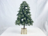 Simulated Greenery Artificial Xmas Tree for Home White Balls and Star Faux Pine Tree Decor with V1294-YM0901-240709HL07-1