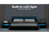 Artiss Bed Frame Queen Size LED Gas Lift Black COLE BFRAME-E-COLE-Q-BK-ABC