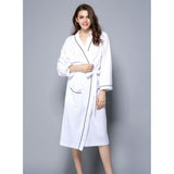 Women Bathrobe, Lightweight Waffle Cotton Unisex Dressing Gown, White L V1188-MS-520-044