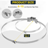 Adjustable Sign Mounting Brackets,2 Pcs Stainless Steel Pole Clamps for Larger Poles 4-15in,Heavy V1366-AZ2-W-16942