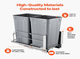 Pull-Out Trash Can, 27 QT x2 Double Under Mount Kitchen Waste Container, Heavy Duty Garbage V952-CFLJTDTHSST5PSCNSV0