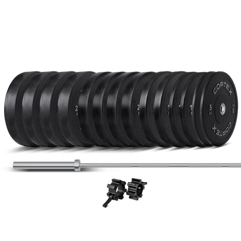 CORTEX 260kg Black Series V2 Rubber Olympic Bumper Plate Set 50mm with ZEUS100 Barbell V420-CSWP-OBPV2ST-D