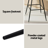 Artiss 2x Bar Stools Kitchen Dining Chair Counter Stool Woven Velvet Metal Ivory BA-K-1087-BGX2
