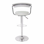 2X White Bar Stools Faux Leather High Back Adjustable Crome Base Gas Lift Swivel Chairs V43-BS-GINA-WH