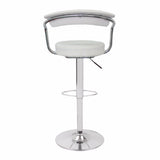 2X White Bar Stools Faux Leather High Back Adjustable Crome Base Gas Lift Swivel Chairs V43-BS-GINA-WH