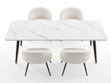 1 Artiss Dining Table and 4 Chairs Set White Marble Style DSET-MAR150-KJC150-WHX4