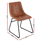 Artiss 4x Dining Chairs Retro PU Leather Kitchen Lounge Cafe Accent Chair Brown UPHO-C-DIN-2503-BRX4
