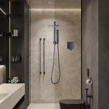 WELS 8" Rain Shower Head Set Square Dual Heads Faucet High Pressure With Mixer V63-828031
