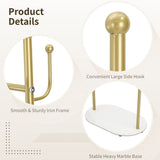 Gold Clothing Rack with Marble Base, Freestanding Modern Coat Rack with Hooks, Small Bedroom Garment V1369-AZ3-W-08823