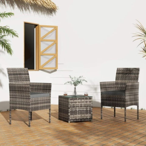 2 Seater PE Rattan Outdoor Furniture Chat Set- Mixed Grey V264-OTF-520S-LGR