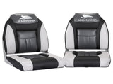 Seamanship 2X Folding Boat Seats Marine Seat Swivel High Back 12cm Padding Black BS-86522-BK