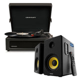 Crosley Voyager Bluetooth Portable Turntable - Bundled Majority D40X Bluetooth Speakers V398-CR8017BMY-BK4