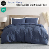 Ardor Byron Navy Seersucker Quilt Cover Set King V442-INT-QUILTCS-BYRONSEERSUCKER-NAVY-KI