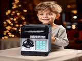 BLACK Children's Password Piggy Bank, Stores Coins & Paper Money, Auto Roll-Up, Sound & Light V1232-CQG005