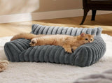 Cute pet cat sofa Standard S size - Puffy cat bed with high-quality soft velvet pile, indoor cat V1106-HECW-006