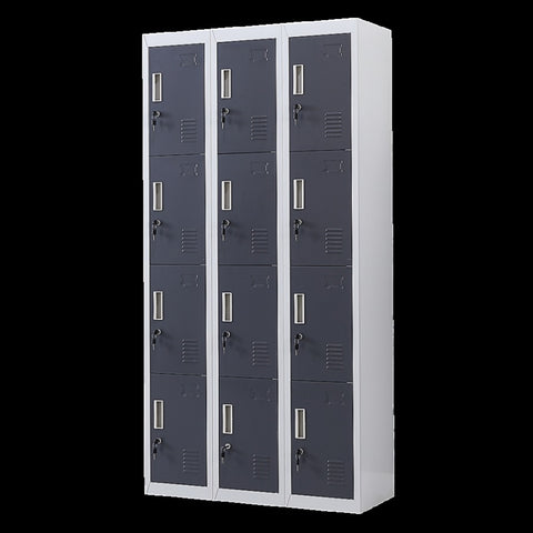 12-Door Locker for Office Gym Shed School Home Storage - Standard Lock with Keys V63-839011