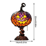Stained Glass Halloween Pumpkin Table Lamp - Jack-O-Lantern Light - Vintage Halloween Lamp, V1192-AZ-W-26461