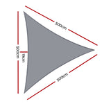 Instahut Shade Sail 5x5x5m Triangle 280GSM 98% Grey Shade Cloth SAIL-H-5X5X5-C-GR