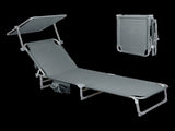 Levede Foldable Lounge Chairs with Canopy Grey OD1065-DG