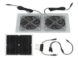 15W Solar Panel Powered Fan Efficient Solar Powered Dual Fan Kits for Chicken Coop Greenhouses Shed V1294-YM0703-3114230040611