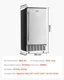 VEVOR Undercounter Built-in Ice Maker, 80 Lbs/Day Under Counter Ice Maker Machine with Reversible V952-SNQRSZBJ80LBQY0EFV3