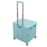 Collapsible Utility Rolling Crate Swivel Casters PP Strong with Telescopic Handle Lid Storage V1294-YM0901-3117230195713