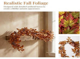 6ft Fall Garland Artificial Autumn Leaf Garland - Indoor Outdoor Decor V1369-AZ3-W-08057
