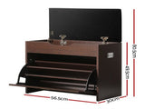 Artiss Shoe Rack Cabinet Bench 3-tier 15 Pairs Walnut CABINET-8836-WAL