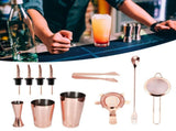 11Pcs/Set Multifunction Stainless Steel Cocktail Shaker Tools Set Bar Bartender SuppliesRose Gold V1294-YM0901-3118200165811