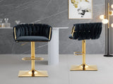SERENIT Modern Velvet Breakfast Bar Stools Swivel Barstools Adjustable Counter Stools with Backrest V255-SE-GP1782-BLACK