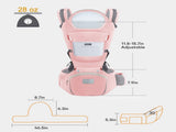 6-in-1 Adjustable Baby Carrier with Hip Seat 11.815.7in Adjustable Height, Breathable Mesh & V1107-CS-YEBDYDF