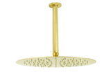 WELS 12" Round Stainless Steel Shower Head Extension Ceiling Arm Set Brushed Gold V1233-A511300GKSR112G