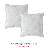 Platinum Collection Pair of Grace Dove Jacquard European Pillowcases 65 x 65cm V442-LED-PILLOWC-GRACE-DOVE-EU