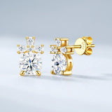 Elegant S925 Silver Plated Gold Moissanite Stud Earrings with Cross Design, Eight Hearts Eight V1341-ZY-72D99LQ9-MOISSANITE-PREMIUMS925