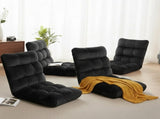 Artiss 4X Lounge Sofa Bed Flannel Fabric Black FLOOR-SBL-M193-S-BKX4