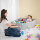 Corner Ball Pit Playpen Enclosure Safe Grey Play Area for Babies and Toddlers, Indoor or Outdoor V63-921201