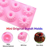 Cake Pan for Baking Mini 6 Cavity Mini Cake Pans Silicone Mold Bakeware Non Stick Blue Pink 4PCS V1192-AZ-W-31848