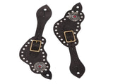 1Pair Spur Strap Leather Rhinestone Western Vintage Style Horse Riding Protective Equipment for V1294-YM3111220274811-0421