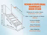 Dock Ladder, 1.09 m-1.29 m Adjustable Height, 227 kg Load Capacity, Aluminum Alloy 6 Steps Pontoon V952-MTFSTWJFHXJD5J314V0