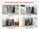 Rolling Library Book Cart, 150 kg Capacity, 77 x 38 x 122 cm Library Cart, Single Sided L-Shaped V952-LXTSGTCHS330DC6LE001V0