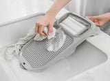 Mini Washboard 2 in 1 Portable Nonslip Plastic Washing Laundry Board with Soap Holder for Home V1294-YM0901-3117240222611