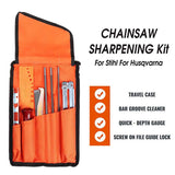 Chainsaw Chain Sharpening Kit with Roll-Up Pouch, Round Files, Flat File, Depth Gauge, Guide and V1341-ZY-M3SQ5TXT-D