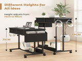 Small Portable Black Rolling Standing Desk with Wheels 80 x 48cm LSB-59316