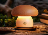Wooden Mushroom Lamp, Portable Cordless Rechargeable Battery Operated Lamp,Stepless Dimming, Night V1366-AZ2-W-14527
