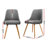 Artiss Dining Chairs Set of 4 Fabric Wooden Grey UPHO-D-DIN203A-GYX4