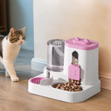 Gravity Cat Feeder and Water Dispenser 2 in 1, Automatic Self-Feeding Pet Bowl for Cats Dogs V1366-AZ2-W-16579