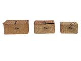 3 Pcs Hand Woven Storage Box Stationery Snacks Jewelry Storage Woven Basket with Lid for Home V1294-YM0901-3115250090311