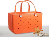 Rubber Tote Bag Sandproof Outdoor Washable Open Tote for Beach Pool Sports - Orange V1263-JX-3495