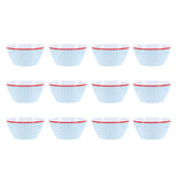 12PCS 6in Salad Bowls Food Serving Bowls Imitation Porcelain Dinnerwar TablewareLight Blue Grid V1294-YM0901-3118210047012