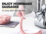 EUROCHEF Electric Meat Grinder, Stainless Steel Mincer Sausage Filler Kibbe Maker, Silver V219-COKGRNEUCA5SV